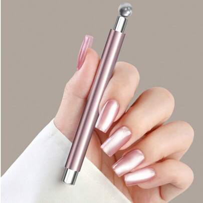 二合一磁性猫棒可拆卸美甲工具，美甲沙龙磁性笔，适用于家庭 DIY、沙龙、银色、沙龙美甲、时尚设计、专业工具、耐用磁铁、高品质珠子、美甲配件、美容爱好者