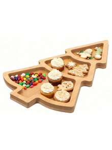 1 tavă de servire pentru brad de Crăciun, platou din lemn pentru aperitive pentru petrecere, placă creativă pentru gustări, brânză, fructe și nuci, piesă centrală pentru divertisment de sărbători