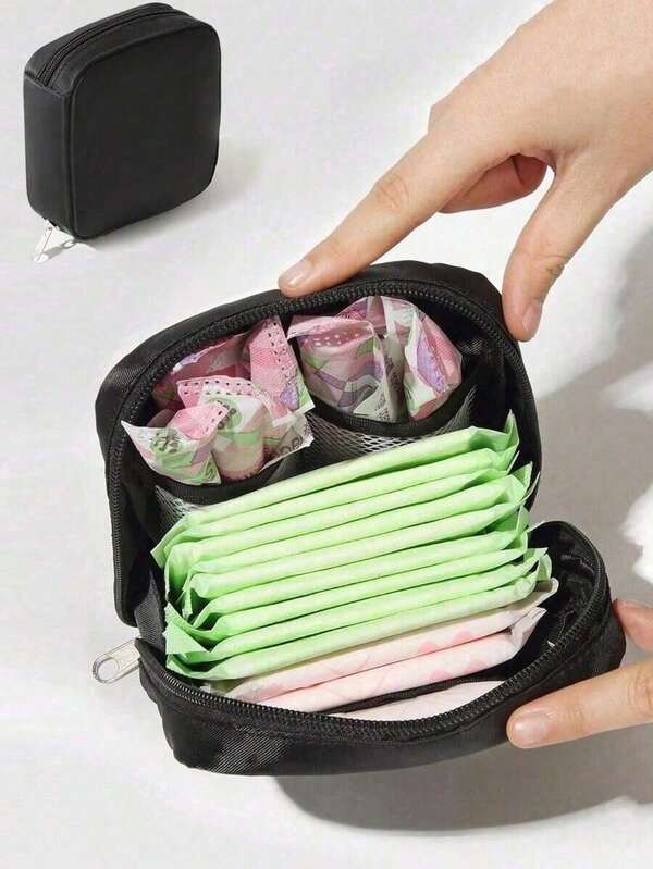1 Pink Sanitary Napkin Storage Bag, Portable Storage Bag With Large Capacity And Simple Style, Used To Store Sanitary Napkins, Underwear Liners, And Tampons. It Is A Must-Have For Girls And A Good Choice For Going Out