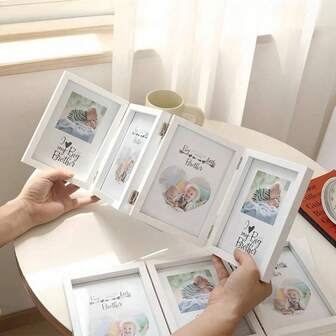 1-Set Bifold/Trifold/Quadrifold Photo Frame - Multi-Folding Display For 4x6 & 5x7 Photos (Holds 2 Standard 12.7x17.8cm) - Glass-Protected Tabletop Collage Frame - Versatile Gift Solution For Mother's Day, Weddings & Family Memories - Space-Saving Home Decor, Pet Photo Showcase, Office Desk Organizer, Gallery Wall Starter Kit, Anniversary Keepsake