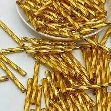 30g/80g/150g Gold/Silver Spiral Tube Beads, 3*25mm Glass Spacer Beads, Suitable For DIY Jewelry Making, Bracelets, Necklaces And Craft Accessories