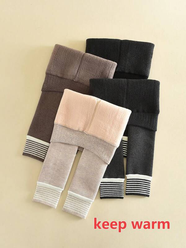 قطعتان من الجوارب السميكة الدافئة والمريحة للبنات الصغار، للخريف/الشتاء