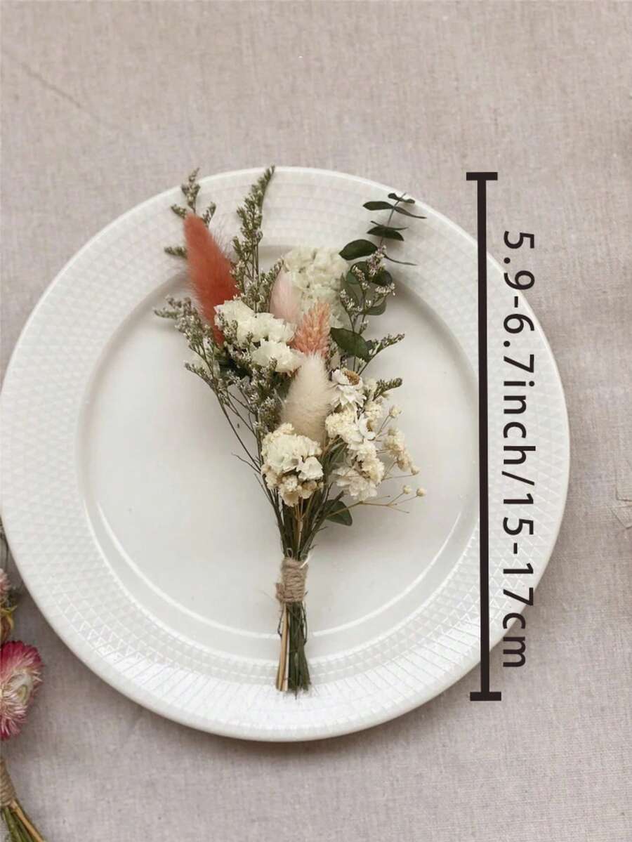 1/2/3/4/6/8/10/12 piezas Ramo de flores secas naturales mini, decoración del hogar, decoración de tartas, regalo para buzón, decoración de ramo de novia, decoración de boda, ramo de flores secas pequeño, decoración de tartas - blanco verde rosa - Ver 1