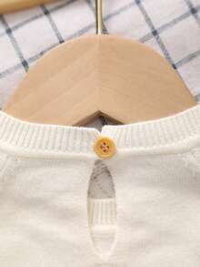 女婴鹿图案长袖针织连体衣