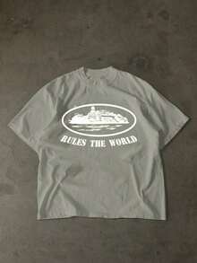 Men's New Fashionable Hip-Hop Style Printed T-Shirt - Grey - View 1