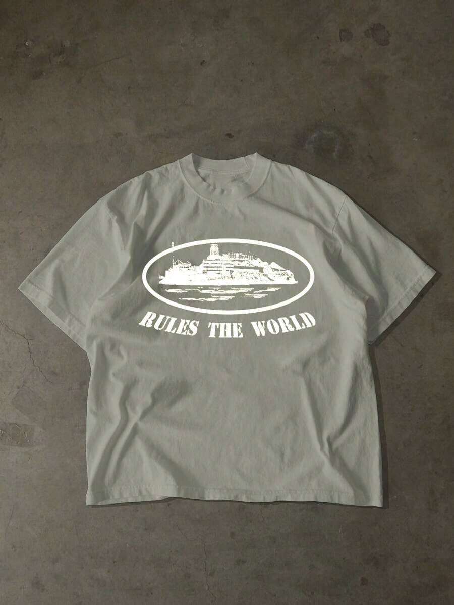 Men's New Fashionable Hip-Hop Style Printed T-Shirt - Grey - View 1