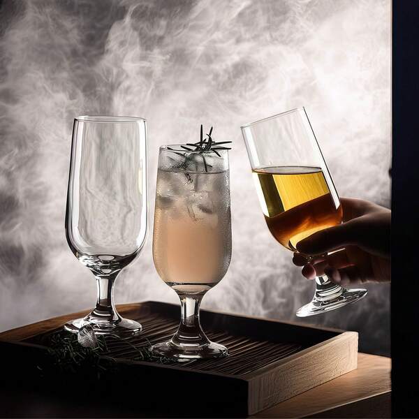 Italian Crystal Glass Stemware, Hand-Blown, Lead-Free Crystal Glass Material, Large Capacity Beverage Glass, Juice Glass, Dessert Glass, Suitable For Daily Use, Home, Restaurant, Gathering, Party, Wedding, Ideal For Gifting