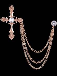 1 件长流苏满钻月亮和星星胸针，女士派对/约会服装配饰珠宝 - 星星 - 查看 16