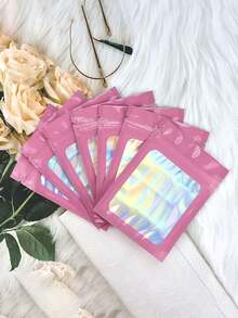 100/10pcs Transparent Window Jewelry Bags, Gradient Color Jewelry Sealing Bags, Reusable, Dustproof And Anti-Oxidation, Suitable For Rings, Earrings, Necklaces, Pendants And Other Jewelry, Jewelry Accessories Organization, Home Essentials, Holiday Gifts. - Multicolor - View 5