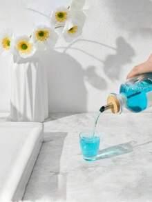 1pc 12OZ/350ML Mouthwash Dispenser, Coffee Syrup Bottle, Soy Sauce Vinegar Bottle, Bathroom Glass Mouthwash Rinser With Stainless Steel & Bamboo Sprout, Reusable Mouthwash Cup, Bamboo Tray And Stickers - Multicolor - View 10