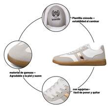 WEIDE Zapatos para mujer versátiles, tenis de mujer casuales retro para uso diario con suela resistente y estilo cómodo - Beis - Ver 8