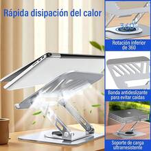 GALASALA Soporte para Laptop Acero Carbono, Base para Laptop Portátil Plegable Antideslizante y Estable, Base Enfriadora para Laptop Stand con báse Giratoria de 360 °   y Altura Ajustable, PC/Tabletas - Plata - Ver 5