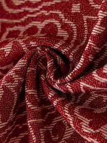 1pc Exquisite Red Christmas Table Runner With Reindeer, Gift Box And Floral Pattern, Long Fabric Decor With Tassel Trim, Suitable For Christmas Party Dining Table, Coffee Table, Tea Table, Console Table Cover - Red - View 4