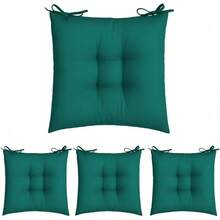 NEW Cojines para Silla de Comedor con Lazos, Suaves, cómodos, capitonados, Cuadrados, para Cocina, Comedor, Oficina, Sala de Estar, Patio Varios Colores (Cafe/Chocolate, 4) - Esmeralda - Ver 2