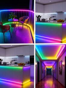 1 pezzo 1m/2m/3m/5m/10m/15m/20m Strisce LED RGB controllate da telecomando smart app a 44 tasti/24 tasti, luci a colori mutevoli per feste, stanze, cucine, TV domestiche, decorazione per la casa Luci notturne a strisce LED con controller IR a 44 tasti