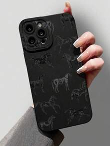 Horse Liquid Silicone Mobile Phone Case Full-Body Protection Shockproof Anti-Fall TPU Soft Rubber Case Compatible With IPhone - Multicolor - View 2