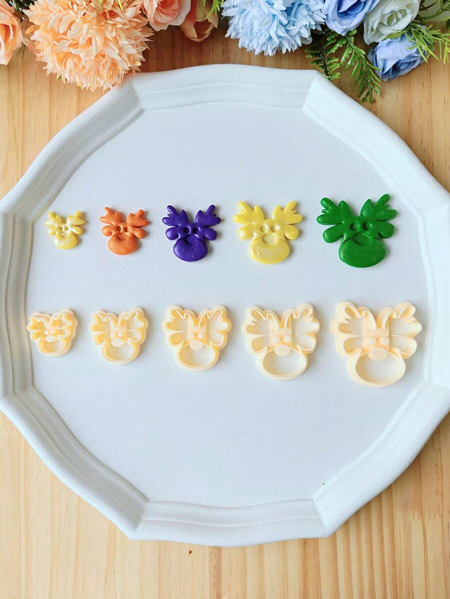 5Pcs Christmas Elk Reindeer Polymer Clay Cutters, 3D Printed Clay Cutters For DIY Jewelry Making, High Precision Clay Cutting Tools For Earrings, Brooches, Pendants