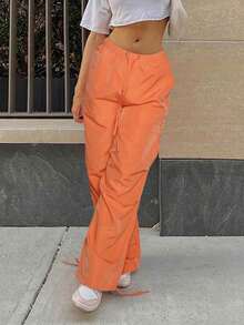 Outdoor Sports Retro Cargo Pants, Street Hip Hop Chic, Drawstring Pleated Pockets, Loose Slimming Wide Leg Casual Pants