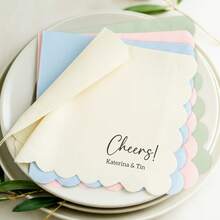 20-500pcs Custom Cocktail Napkins, 9 Designs Of Personalized Monogram Napkins, Disposable Beverage/Dessert Napkins For Wedding Table Decorations, Anniversary And Wedding - Multicolor - View 7