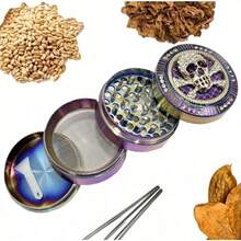 1pc Diamond Inlaid Skull Shaped Colorful Zinc Alloy Grinder, 50mm 4 Layers, Multi-Function Herb Grinder, Smoking Accessory, Decorative Item - Multicolor - View 9