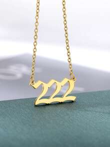 Colier din oțel inoxidabil 111 444 777 cu număr de înger pentru cupluri de femei, coliere anti-decolorare placate cu aur de 18k, bijuterii de aur pentru nunți, accesorii norocoase, cadouri