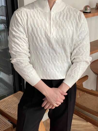 Men's Casual College Commuter Style Simple Knit Sweater, Fall/Winter