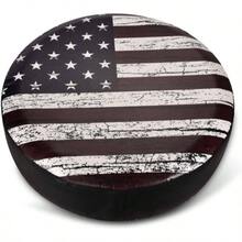 Spare Tire Cover, Wheel Cover With American USA PVC Leather Waterproof Dust - Proof Universal Fit Trailer RV SUV Vehicle 15 Inch - 14 Inch - View 3