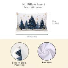 1 pièce Housse de coussin imprimée avec sapin de Noël et flocons de neige, en velours pêche doux, 12"X20"/16"X24" pour canapé moderne, décoration de fête, cadeau - Multicolore - Voir 10