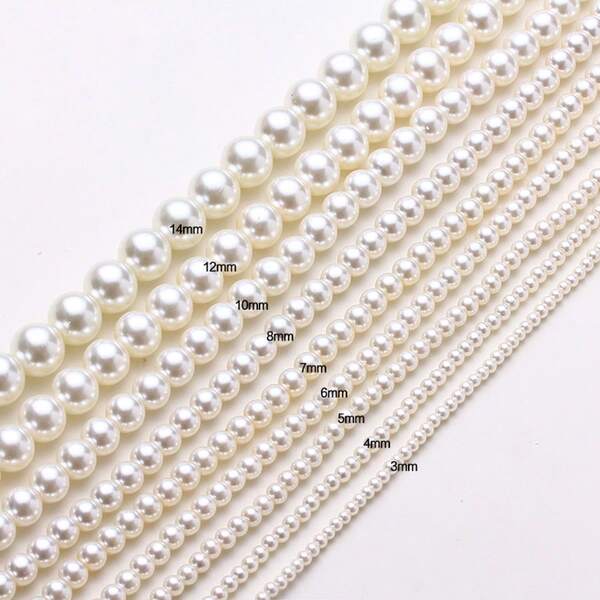 Contas de pérolas brancas com pedra natural de 1 fio, contas espaçadoras soltas para fazer joias, pulseiras, colares e acessórios para mulheres