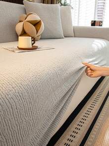 1 件豪华天鹅绒沙发套，优雅奢华，防滑、防尘、防刮，适合所有季节、卧室、客厅和书房 - 淺灰色 - 查看 9