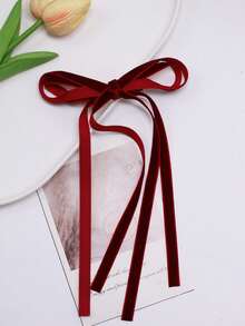 1PC Wine Red Velvet Long Ribbon