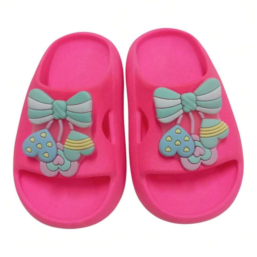 Cloud Slippers With Heart Bow For Girls, Delicate Children - 玫瑰金 - 查看 1
