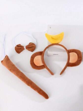 Cute Banana Monkey Ear Headband, Cartoon Monkey Hair Clip, Adorable Funny Headwear For Face Washing, Performance Headdress Hair Accessory