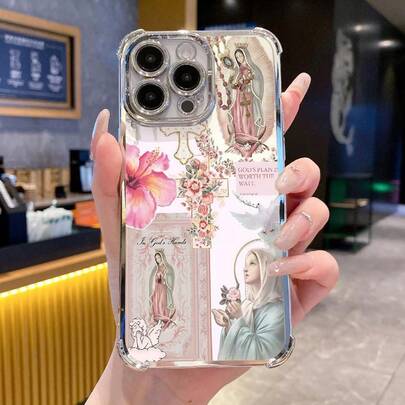 Girly  Cases Virgin Mary Phone Case For  16 15 14 13 12 11 Pro Max Plus Shockproof Transparent Cover Protector Casing Protector Protection