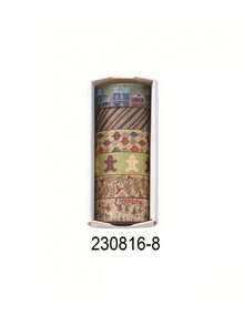 6捲/盒聖誕主題和紙膠帶套裝，創意聖誕禮物聖誕裝飾材料膠帶捲，DIY手工藝品、包裝禮物、剪貼簿用品、日記、計劃書、裝飾和紙膠帶小巧攜帶