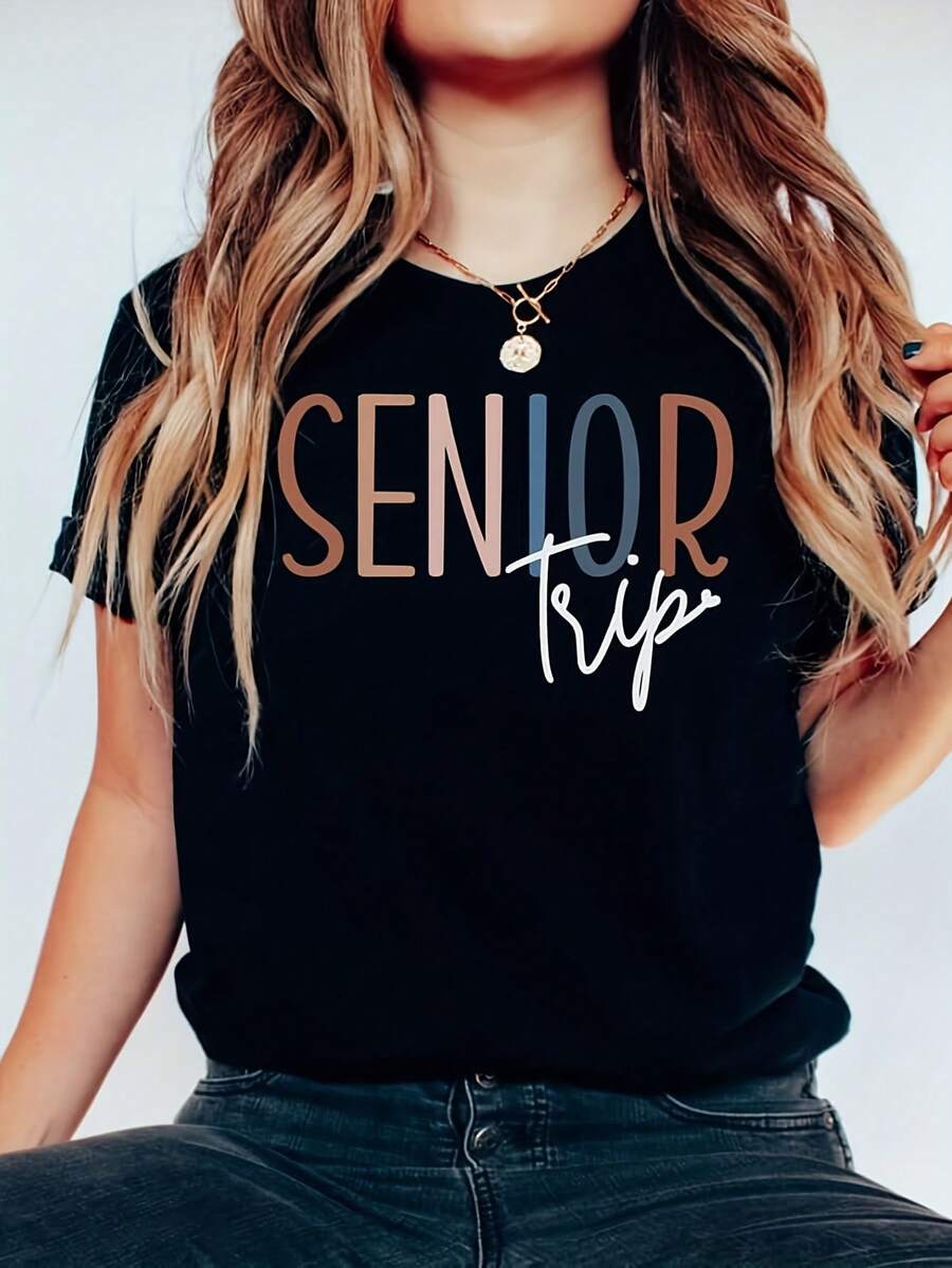 Senior T25 T-Shirt, Senior Shirt, Graduation T2025 Shirt, Cl Of 2025 Shirt, 2025 Graduate, Highschool Senior T, Grad T220g Pure Black Cotton Short Sve T-Shirt Is The Best Gift For , Best , RelaT.S, Let Them Feel Cool And Comfortable In Summertops WoM.En Fall OutfiT.S For WoM.En  VaC.Ation OutfiT.S WoM.En Halloween Costume - 黑色2 - 查看 1