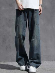 American High Street Men's Jeans Spring And Autumn 2025 New Fashion Straight Leg Workwear Curved Knife Pants