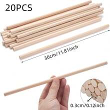 10er-Pack/20er-Pack DIY Massivholz Naturholzstäbe (Länge: 30 cm), leicht zu schneiden, können bemalt werden. Unbearbeitete Hartholzstäbe für Bastler und DIY-Enthusiasten, perfekt für selbstgemachte kreative Geschenke. Ideal für Hochzeitsdekoration, Zauberstabmaterialien, Fahnen, Heimdekoration, Feiertags-Dekoration, Bildungs-DIY-Holzstäbe, Architekturmodell-Holzstäbe, Halloween, Weihnachtsschmuck und Accessoires.