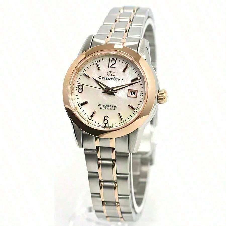 Japanese Oriental Double Lion Watch Women's Automatic Mechanical Women's Watch Small Dial Mother-Of-Pearl Oriental Star Watch Mother-Of-Pearl Digital Scale/Gold Steel Band WZ0401NR - White - View 1