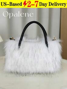 Furry Shoulder Bag For Women, Fuzzy Faux Fur Large Tote Handbag, Cute Soft Fluffy Purse Shoulder Crossbody Bag, Lightweight Puffy Hobo Bag With Compartments, Quilted Shoulder Bag, Winter Faux Fur Bag, Fuzzy Purses And Handbags - Multicolor - View 15