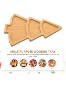 1 tavă de servire pentru brad de Crăciun, platou din lemn pentru aperitive pentru petrecere, placă creativă pentru gustări, brânză, fructe și nuci, piesă centrală pentru divertisment de sărbători