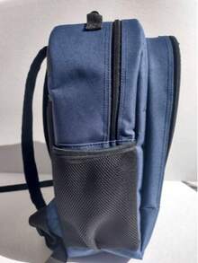Mochila color gris con varios espacios ideal para el trabajo, escuela, viaje, uso diario - Azul Marino - Ver 2