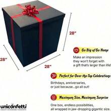 Extra Large Gift Box 28x28x28-Giant Black Gift Boxes With Lid For Large Gifts, Big Presents For Birthday Surprise, Special Ocns, Unique Celebrations, Not For Heavy-Duty Storage Use,18194080