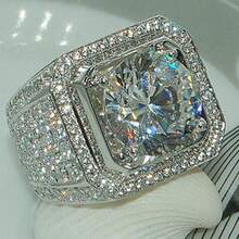 European And American Fashion Ring Domineering Men's Style Diamond Ring Full Diamond Micro Inlay Hand Jewelry - Bạc - Xem 6