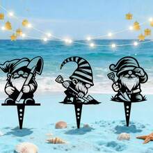 3 PiecesFairy Tale Dwarf Iron Ground Stakes - Outdoor Courtyard & Garden Decor, 4-Season Holiday Christmas Atmosphere Ornaments