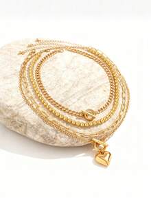 1 Set de collar decorativo con estilo europeo y americano de hip-hop, eslabón cubano, eslabón OT, y forma de corazón, adecuado para varias ocasiones