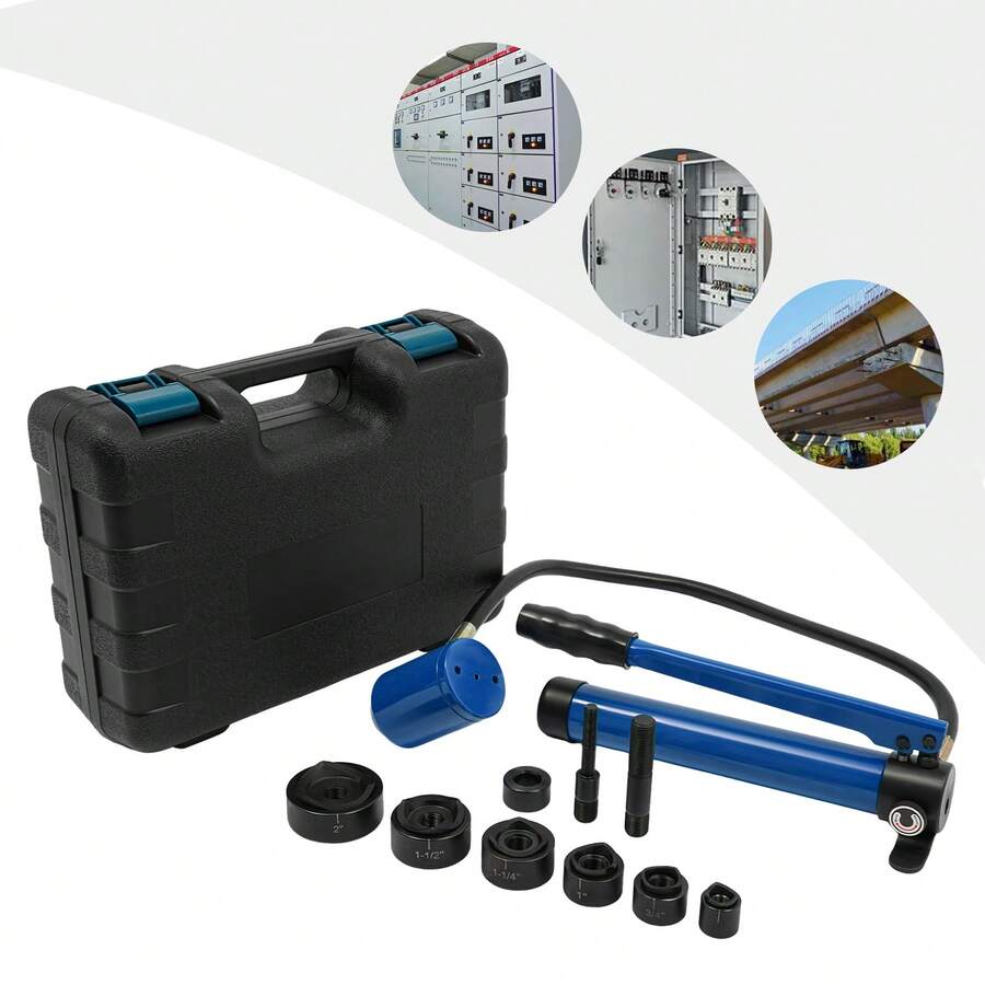 YUNRUX Hydraulic Hole Punch Set, Manual Hole Punch Set, Hand Pump Hole Punch Set With 6 Punches