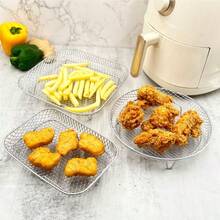 1/3 st stapelbart rostfritt stålställ för airfryer, flerskiktad torkbricka, lämplig för airfryer, mikrovågsugn, ångkokare, återanvändbar