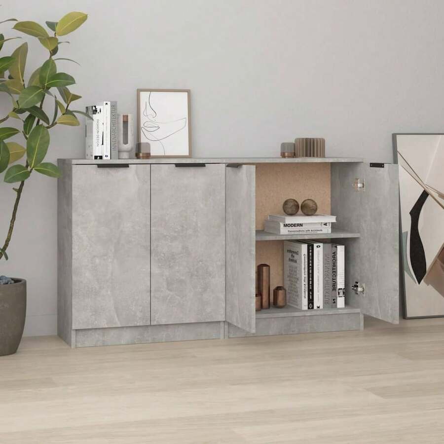 Aparadores Larryhot 2 uds Gris Hormigón 60x30x70 cm Madera de ingeniería, duradera, fácil de montar, ideal para la decoración del hogar