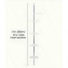 4-Tier Shower Corner Caddy Tension Pole Rod Bathroom Shelf Organizer Adjustable Storage Rack Stand Shampoo Soap Holder With Towel Bar - White - View 2